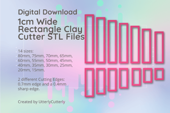 1cm Wide Rectangle Clay Cutters - STL Files