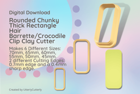 Chunky Thick Rectangle 2 Hair Barrette