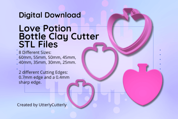 Discover the Magic of Love Potion Bottle Clay Cutters in STL Format