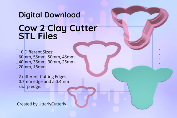 Discover the Versatile Charm of Clay Cutter STL File Cow 2- Earring Digi