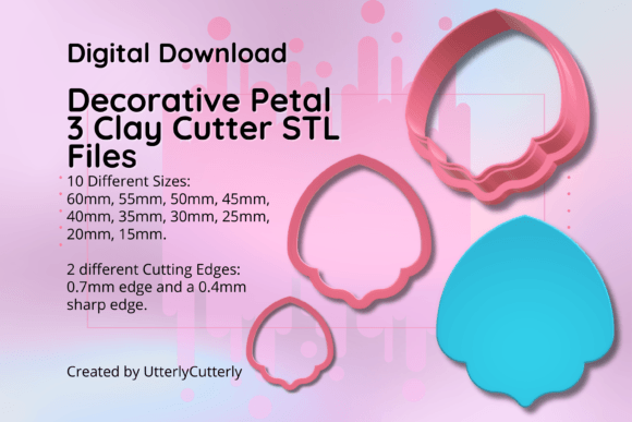Discover the Versatility of the Clay Cutter STL File Elegant Petal 3-Ea