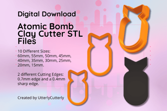 Discover Unique Atomic Bomb Gaming Clay Cutters in STL Format