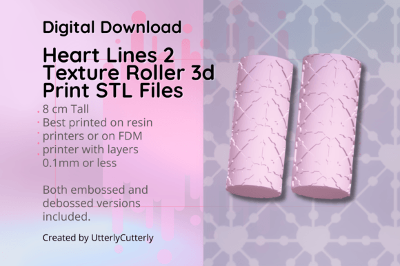 Explore Creative Possibilities with the Heart Lines 2 Texture Roller, Digital File