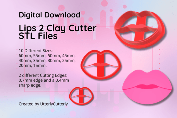 Explore the Versatile Clay Cutter STL File Kiss Lips 2