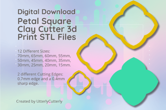 Explore Versatile Designs with Petal Square Clay Cutter - STL Digital Files