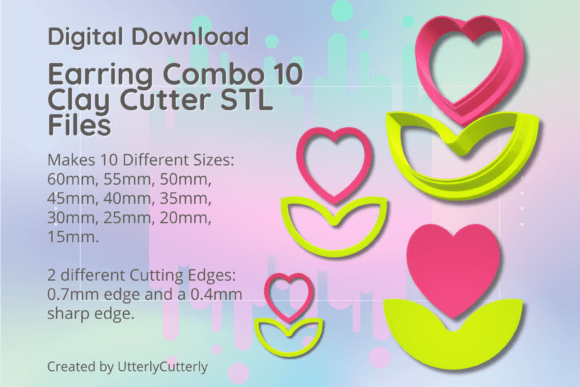 Explore Versatility with the Earring Combo 10 Clay Cutter - Earring STL