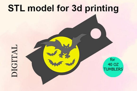 Halloween Bats Moon 40OZ Stl File: Add a Spooky Touch to Your Celebrations