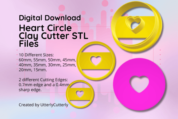 Heart Circle Earring Clay Cutter STL File