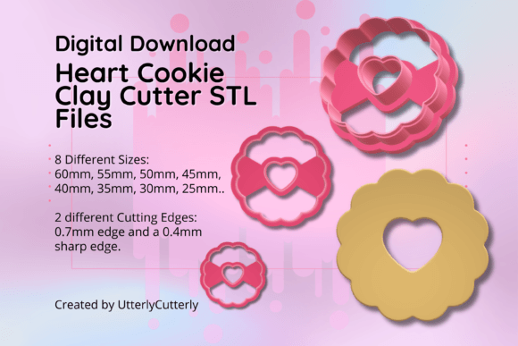Heart Cookie Clay Cutter STL File