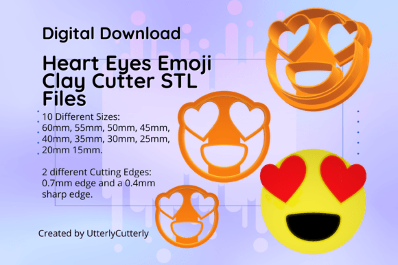 Heart Eyes Emoji Clay Cutter STL File