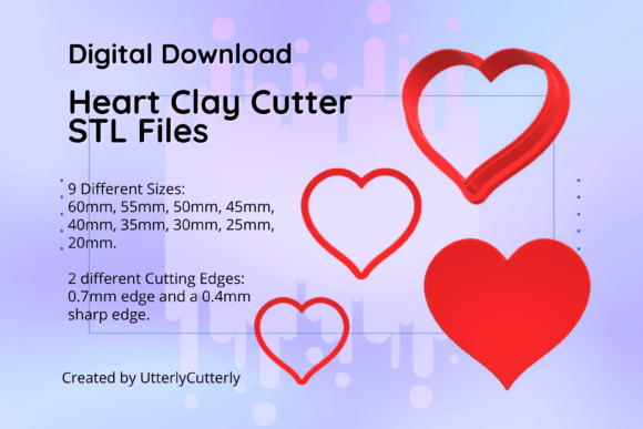 Heart Symbol Poker Clay Cutters in STL