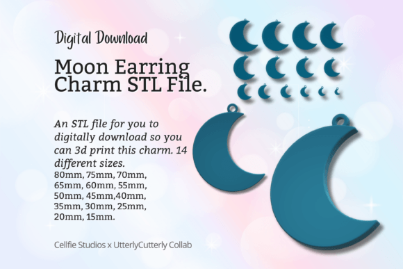 Moon Earring Charm STL File - Digital Download: A Versatile Addition to Your 3D Printing Collection