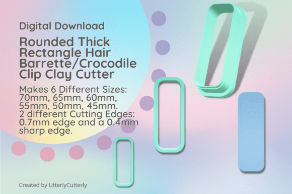 Thick Rectangle 2 Hair Barrette Crocodile