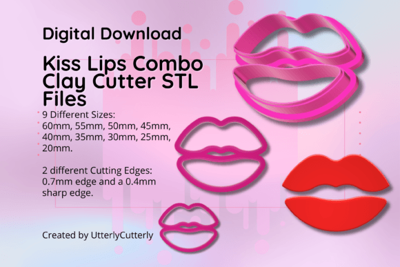 Unlock Creativity with the Versatile Clay Cutter STL File Kiss Lips 1- Earrin